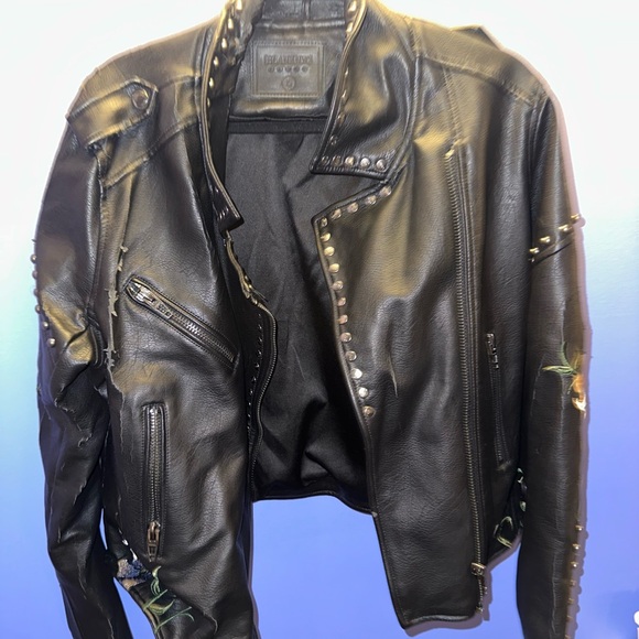 Blank NYC Black Leather Motorcycle Jacket with Studded Details - Picture 1 of 7